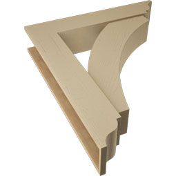 Ekena Millwork - BKTUR0756X38X44THR01RCPR - Timberthane Faux Wood Thorton Style Bracket w/ Offset Brace, Traditional Ends, 7 1/2"W x 38"D x 44"H, Primed Tan