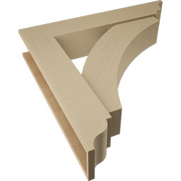 Ekena Millwork - BKTUR0756X40X40THR01RCPR - Timberthane Faux Wood Thorton Style Bracket w/ Offset Brace, Traditional Ends, 7 1/2"W x 40"D x 40"H, Primed Tan