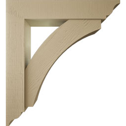 Ekena Millwork - BKTUR0756X40X44THR01RCPR - Timberthane Faux Wood Thorton Style Bracket w/ Offset Brace, Traditional Ends, 7 1/2"W x 40"D x 44"H, Primed Tan
