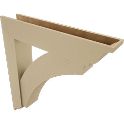 Ekena Millwork - BKTUR0756X40X44THR01RCPR - Timberthane Faux Wood Thorton Style Bracket w/ Offset Brace, Traditional Ends, 7 1/2"W x 40"D x 44"H, Primed Tan