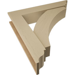 Ekena Millwork - BKTUR0756X42X42THR01RCPR - Timberthane Faux Wood Thorton Style Bracket w/ Offset Brace, Traditional Ends, 7 1/2"W x 42"D x 42"H, Primed Tan