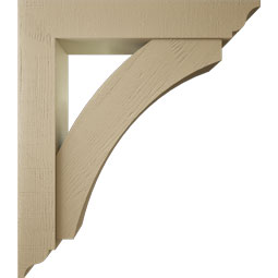 Ekena Millwork - BKTUR0756X42X48THR01RCPR - Timberthane Faux Wood Thorton Style Bracket w/ Offset Brace, Traditional Ends, 7 1/2"W x 42"D x 48"H, Primed Tan