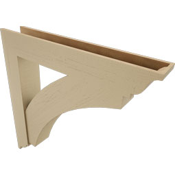 Ekena Millwork - BKTUR0756X46X46THR01RCPR - Timberthane Faux Wood Thorton Style Bracket w/ Offset Brace, Traditional Ends, 7 1/2"W x 46"D x 46"H, Primed Tan