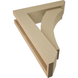 Ekena Millwork - BKTUR0352X14X18THR06RCPR - Timberthane Faux Wood Thorton Style Bracket w/ Offset Brace, Slat Ends, 3 1/2"W x 14"D x 18"H, Primed Tan