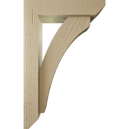 Ekena Millwork - BKTUR0352X14X22THR06RCPR - Timberthane Faux Wood Thorton Style Bracket w/ Offset Brace, Slat Ends, 3 1/2"W x 14"D x 22"H, Primed Tan