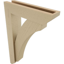 Ekena Millwork - BKTUR0352X14X22THR06RCPR - Timberthane Faux Wood Thorton Style Bracket w/ Offset Brace, Slat Ends, 3 1/2"W x 14"D x 22"H, Primed Tan