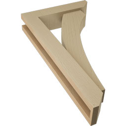 Ekena Millwork - BKTUR0352X14X26THR06RCPR - Timberthane Faux Wood Thorton Style Bracket w/ Offset Brace, Slat Ends, 3 1/2"W x 14"D x 26"H, Primed Tan