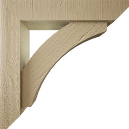 Ekena Millwork - BKTUR0352X16X16THR06RCPR - Timberthane Faux Wood Thorton Style Bracket w/ Offset Brace, Slat Ends, 3 1/2"W x 16"D x 16"H, Primed Tan