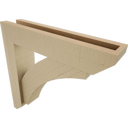 Ekena Millwork - BKTUR0352X16X16THR06RCPR - Timberthane Faux Wood Thorton Style Bracket w/ Offset Brace, Slat Ends, 3 1/2"W x 16"D x 16"H, Primed Tan