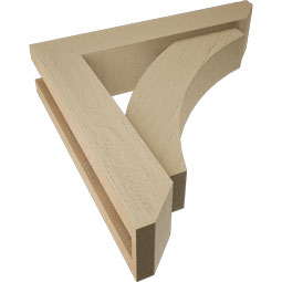 Ekena Millwork - BKTUR0352X16X16THR06RCPR - Timberthane Faux Wood Thorton Style Bracket w/ Offset Brace, Slat Ends, 3 1/2"W x 16"D x 16"H, Primed Tan