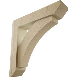 Ekena Millwork - BKTUR0352X16X16THR06RCPR - Timberthane Faux Wood Thorton Style Bracket w/ Offset Brace, Slat Ends, 3 1/2"W x 16"D x 16"H, Primed Tan