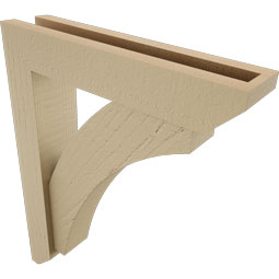 Ekena Millwork - BKTUR0352X16X20THR06RCPR - Timberthane Faux Wood Thorton Style Bracket w/ Offset Brace, Slat Ends, 3 1/2"W x 16"D x 20"H, Primed Tan