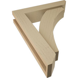 Ekena Millwork - BKTUR0352X16X20THR06RCPR - Timberthane Faux Wood Thorton Style Bracket w/ Offset Brace, Slat Ends, 3 1/2"W x 16"D x 20"H, Primed Tan