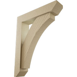 Ekena Millwork - BKTUR0352X16X20THR06RCPR - Timberthane Faux Wood Thorton Style Bracket w/ Offset Brace, Slat Ends, 3 1/2"W x 16"D x 20"H, Primed Tan