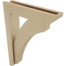 Ekena Millwork - BKTUR0352X16X24THR06RCPR - Timberthane Faux Wood Thorton Style Bracket w/ Offset Brace, Slat Ends, 3 1/2"W x 16"D x 24"H, Primed Tan
