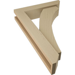 Ekena Millwork - BKTUR0352X16X24THR06RCPR - Timberthane Faux Wood Thorton Style Bracket w/ Offset Brace, Slat Ends, 3 1/2"W x 16"D x 24"H, Primed Tan