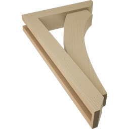Ekena Millwork - BKTUR0352X16X28THR06RCPR - Timberthane Faux Wood Thorton Style Bracket w/ Offset Brace, Slat Ends, 3 1/2"W x 16"D x 28"H, Primed Tan