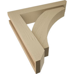 Ekena Millwork - BKTUR0352X18X18THR06RCPR - Timberthane Faux Wood Thorton Style Bracket w/ Offset Brace, Slat Ends, 3 1/2"W x 18"D x 18"H, Primed Tan