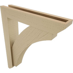 Ekena Millwork - BKTUR0352X18X22THR06RCPR - Timberthane Faux Wood Thorton Style Bracket w/ Offset Brace, Slat Ends, 3 1/2"W x 18"D x 22"H, Primed Tan