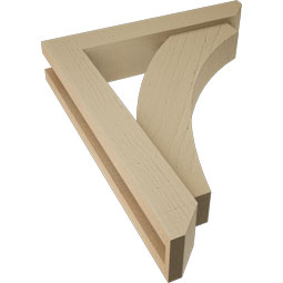Ekena Millwork - BKTUR0352X18X22THR06RCPR - Timberthane Faux Wood Thorton Style Bracket w/ Offset Brace, Slat Ends, 3 1/2"W x 18"D x 22"H, Primed Tan