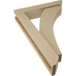 Ekena Millwork - BKTUR0352X18X26THR06RCPR - Timberthane Faux Wood Thorton Style Bracket w/ Offset Brace, Slat Ends, 3 1/2"W x 18"D x 26"H, Primed Tan