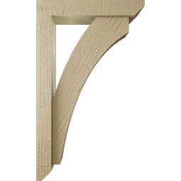 Ekena Millwork - BKTUR0352X18X30THR06RCPR - Timberthane Faux Wood Thorton Style Bracket w/ Offset Brace, Slat Ends, 3 1/2"W x 18"D x 30"H, Primed Tan