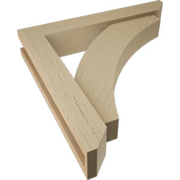 Ekena Millwork - BKTUR0352X20X20THR06RCPR - Timberthane Faux Wood Thorton Style Bracket w/ Offset Brace, Slat Ends, 3 1/2"W x 20"D x 20"H, Primed Tan
