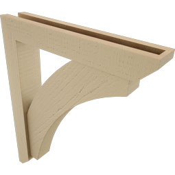 Ekena Millwork - BKTUR0352X20X24THR06RCPR - Timberthane Faux Wood Thorton Style Bracket w/ Offset Brace, Slat Ends, 3 1/2"W x 20"D x 24"H, Primed Tan