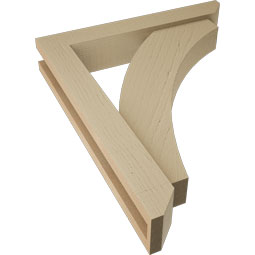 Ekena Millwork - BKTUR0352X20X24THR06RCPR - Timberthane Faux Wood Thorton Style Bracket w/ Offset Brace, Slat Ends, 3 1/2"W x 20"D x 24"H, Primed Tan