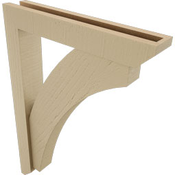 Ekena Millwork - BKTUR0352X20X28THR06RCPR - Timberthane Faux Wood Thorton Style Bracket w/ Offset Brace, Slat Ends, 3 1/2"W x 20"D x 28"H, Primed Tan