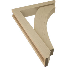 Ekena Millwork - BKTUR0352X20X28THR06RCPR - Timberthane Faux Wood Thorton Style Bracket w/ Offset Brace, Slat Ends, 3 1/2"W x 20"D x 28"H, Primed Tan