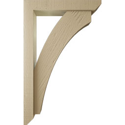 Ekena Millwork - BKTUR0352X20X32THR06RCPR - Timberthane Faux Wood Thorton Style Bracket w/ Offset Brace, Slat Ends, 3 1/2"W x 20"D x 32"H, Primed Tan