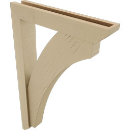 Ekena Millwork - BKTUR0352X20X32THR06RCPR - Timberthane Faux Wood Thorton Style Bracket w/ Offset Brace, Slat Ends, 3 1/2"W x 20"D x 32"H, Primed Tan