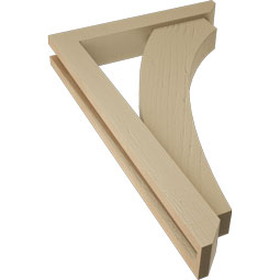 Ekena Millwork - BKTUR0352X20X32THR06RCPR - Timberthane Faux Wood Thorton Style Bracket w/ Offset Brace, Slat Ends, 3 1/2"W x 20"D x 32"H, Primed Tan