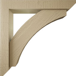 Ekena Millwork - BKTUR0352X22X22THR06RCPR - Timberthane Faux Wood Thorton Style Bracket w/ Offset Brace, Slat Ends, 3 1/2"W x 22"D x 22"H, Primed Tan