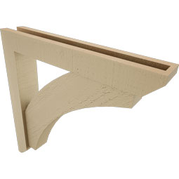 Ekena Millwork - BKTUR0352X22X22THR06RCPR - Timberthane Faux Wood Thorton Style Bracket w/ Offset Brace, Slat Ends, 3 1/2"W x 22"D x 22"H, Primed Tan