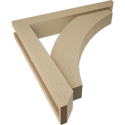 Ekena Millwork - BKTUR0352X22X22THR06RCPR - Timberthane Faux Wood Thorton Style Bracket w/ Offset Brace, Slat Ends, 3 1/2"W x 22"D x 22"H, Primed Tan