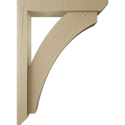 Ekena Millwork - BKTUR0352X22X30THR06RCPR - Timberthane Faux Wood Thorton Style Bracket w/ Offset Brace, Slat Ends, 3 1/2"W x 22"D x 30"H, Primed Tan