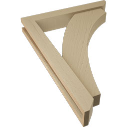 Ekena Millwork - BKTUR0352X22X30THR06RCPR - Timberthane Faux Wood Thorton Style Bracket w/ Offset Brace, Slat Ends, 3 1/2"W x 22"D x 30"H, Primed Tan