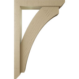 Ekena Millwork - BKTUR0352X22X34THR06RCPR - Timberthane Faux Wood Thorton Style Bracket w/ Offset Brace, Slat Ends, 3 1/2"W x 22"D x 34"H, Primed Tan