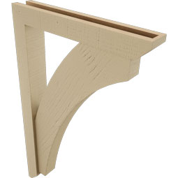 Ekena Millwork - BKTUR0352X22X34THR06RCPR - Timberthane Faux Wood Thorton Style Bracket w/ Offset Brace, Slat Ends, 3 1/2"W x 22"D x 34"H, Primed Tan