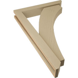 Ekena Millwork - BKTUR0352X22X34THR06RCPR - Timberthane Faux Wood Thorton Style Bracket w/ Offset Brace, Slat Ends, 3 1/2"W x 22"D x 34"H, Primed Tan