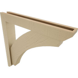 Ekena Millwork - BKTUR0352X24X24THR06RCPR - Timberthane Faux Wood Thorton Style Bracket w/ Offset Brace, Slat Ends, 3 1/2"W x 24"D x 24"H, Primed Tan