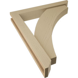 Ekena Millwork - BKTUR0352X24X28THR06RCPR - Timberthane Faux Wood Thorton Style Bracket w/ Offset Brace, Slat Ends, 3 1/2"W x 24"D x 28"H, Primed Tan