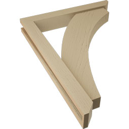 Ekena Millwork - BKTUR0352X24X32THR06RCPR - Timberthane Faux Wood Thorton Style Bracket w/ Offset Brace, Slat Ends, 3 1/2"W x 24"D x 32"H, Primed Tan