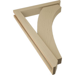 Ekena Millwork - BKTUR0352X24X36THR06RCPR - Timberthane Faux Wood Thorton Style Bracket w/ Offset Brace, Slat Ends, 3 1/2"W x 24"D x 36"H, Primed Tan