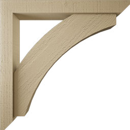 Ekena Millwork - BKTUR0352X26X26THR06RCPR - Timberthane Faux Wood Thorton Style Bracket w/ Offset Brace, Slat Ends, 3 1/2"W x 26"D x 26"H, Primed Tan