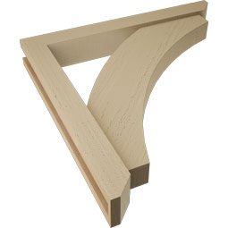 Ekena Millwork - BKTUR0352X26X26THR06RCPR - Timberthane Faux Wood Thorton Style Bracket w/ Offset Brace, Slat Ends, 3 1/2"W x 26"D x 26"H, Primed Tan