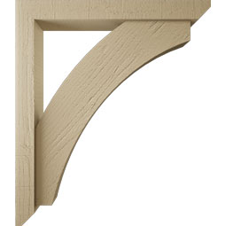 Ekena Millwork - BKTUR0352X26X30THR06RCPR - Timberthane Faux Wood Thorton Style Bracket w/ Offset Brace, Slat Ends, 3 1/2"W x 26"D x 30"H, Primed Tan