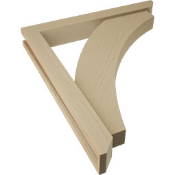 Ekena Millwork - BKTUR0352X26X30THR06RCPR - Timberthane Faux Wood Thorton Style Bracket w/ Offset Brace, Slat Ends, 3 1/2"W x 26"D x 30"H, Primed Tan